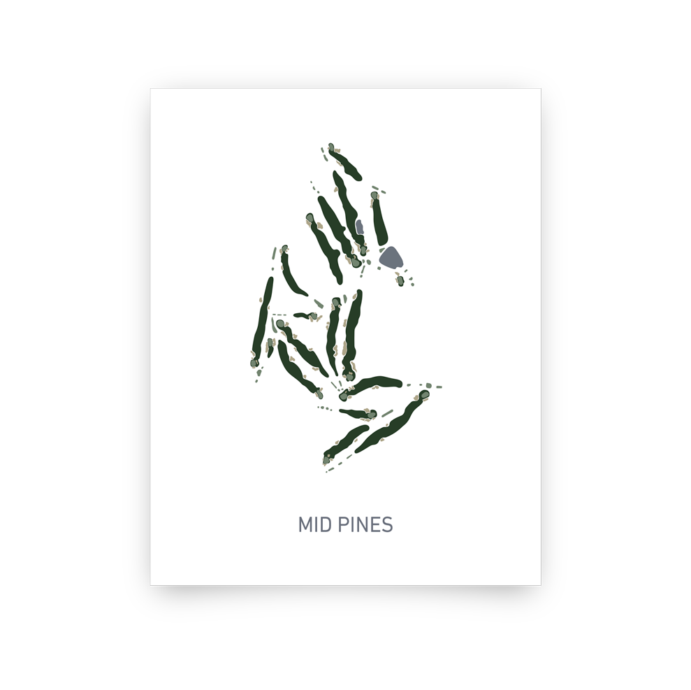 Mid Pines Course Map Mid Pines (Traditional) - Golf Artwork Print – LIE + LOFT