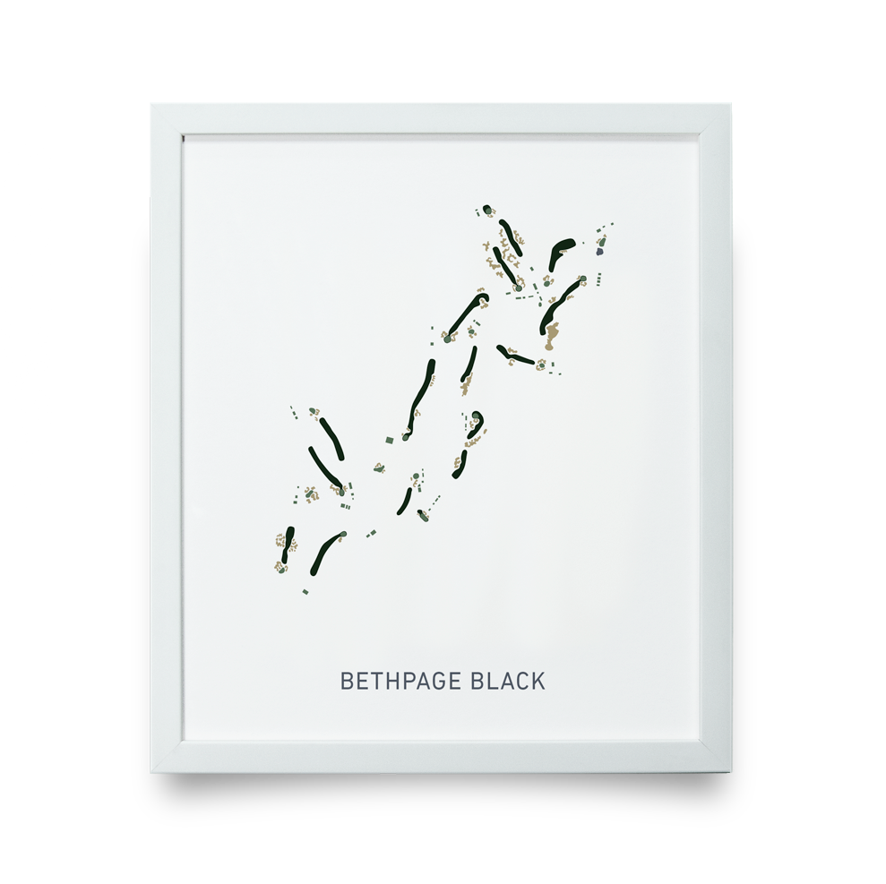 Golf Art - Bethpage Black Giclée Print (White Wood Frame)