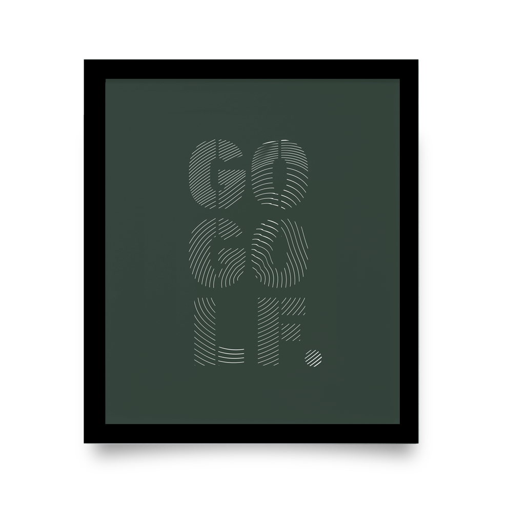 Golf Art - Go Golf Giclée Print (Black Wood Frame)