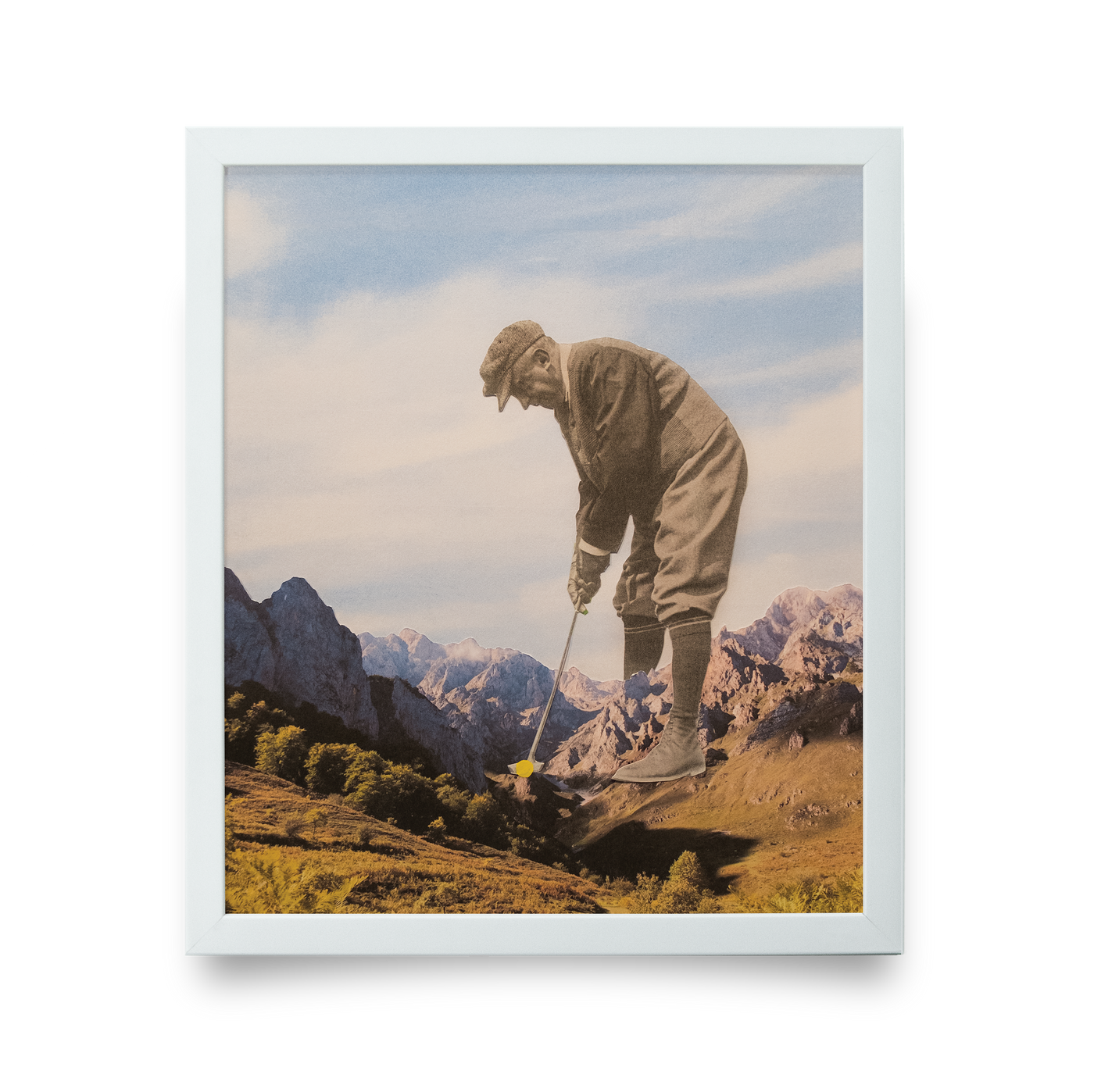 Golf Art - Mind Over Matter Giclée Print (White Wood Frame)