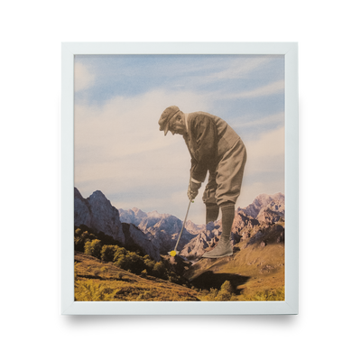 Golf Art - Mind Over Matter Giclée Print (White Wood Frame)