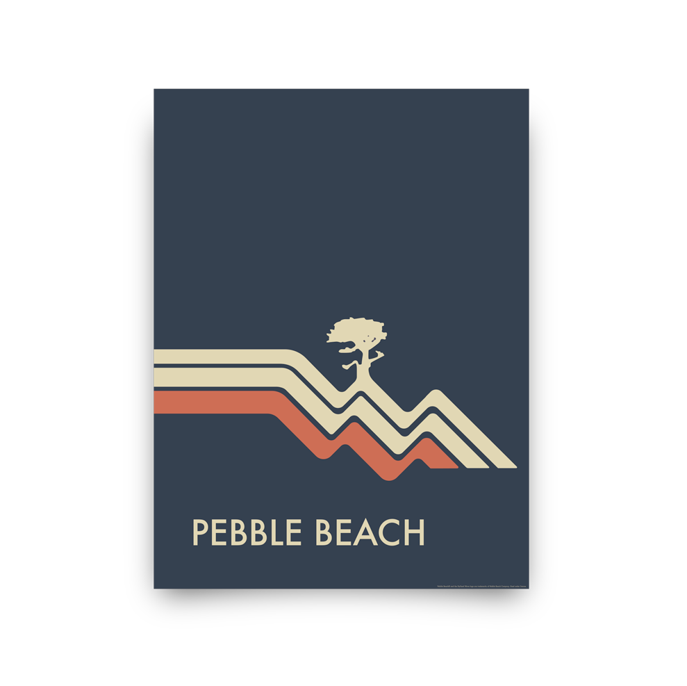 Golf Art - Pebble Beach Waves Navy Giclée Print (No Frame)