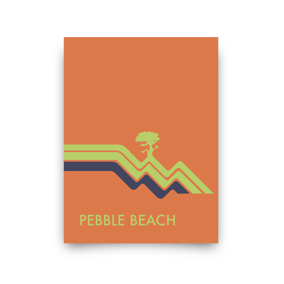 Golf Art - Pebble Beach Waves Orange Giclée Print (No Frame)