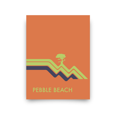 Golf Art - Pebble Beach Waves Orange Giclée Print (No Frame)